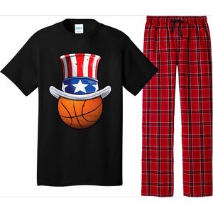 Basketball Ball 4th Of July Uncle Sam American Flag Pajama Set