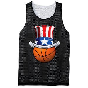 Basketball Ball 4th Of July Uncle Sam American Flag Mesh Reversible Basketball Jersey Tank