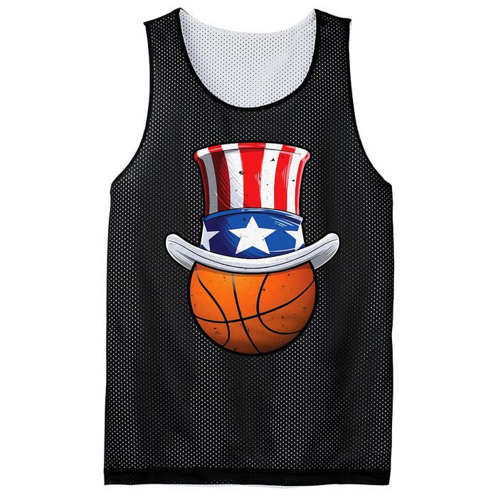 Basketball Ball 4th Of July Uncle Sam American Flag Mesh Reversible Basketball Jersey Tank