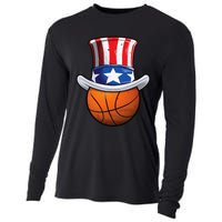 Basketball Ball 4th Of July Uncle Sam American Flag Cooling Performance Long Sleeve Crew