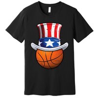 Basketball Ball 4th Of July Uncle Sam American Flag Premium T-Shirt