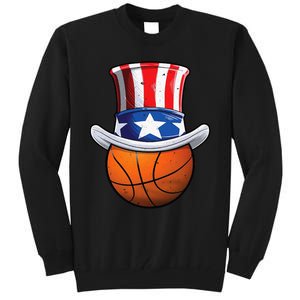 Basketball Ball 4th Of July Uncle Sam American Flag Tall Sweatshirt