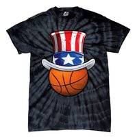 Basketball Ball 4th Of July Uncle Sam American Flag Tie-Dye T-Shirt