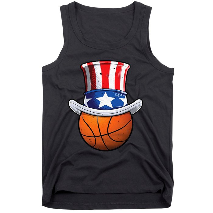 Basketball Ball 4th Of July Uncle Sam American Flag Tank Top