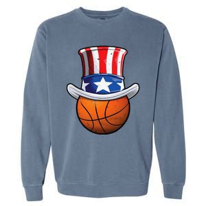 Basketball Ball 4th Of July Uncle Sam American Flag Garment-Dyed Sweatshirt