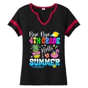 Bye Bye 4th Grade Hello Summer Graduation Teacher Student Ladies Halftime Notch Neck Tee