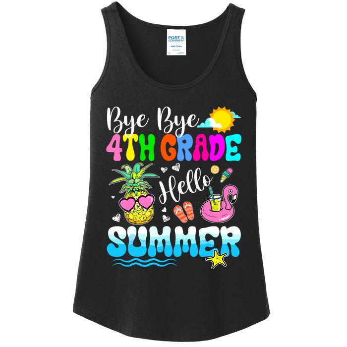 Bye Bye 4th Grade Hello Summer Graduation Teacher Student Ladies Essential Tank