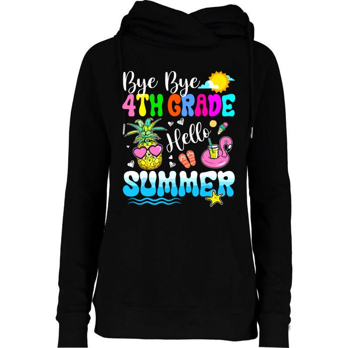 Bye Bye 4th Grade Hello Summer Graduation Teacher Student Womens Funnel Neck Pullover Hood