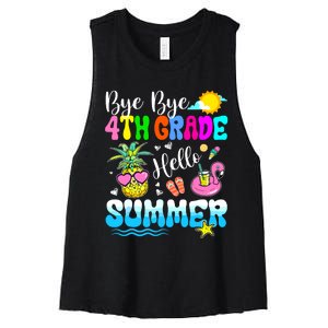 Bye Bye 4th Grade Hello Summer Graduation Teacher Student Women's Racerback Cropped Tank