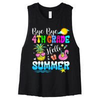 Bye Bye 4th Grade Hello Summer Graduation Teacher Student Women's Racerback Cropped Tank