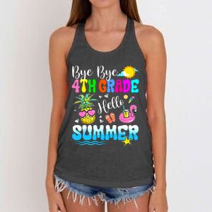 Bye Bye 4th Grade Hello Summer Graduation Teacher Student Women's Knotted Racerback Tank