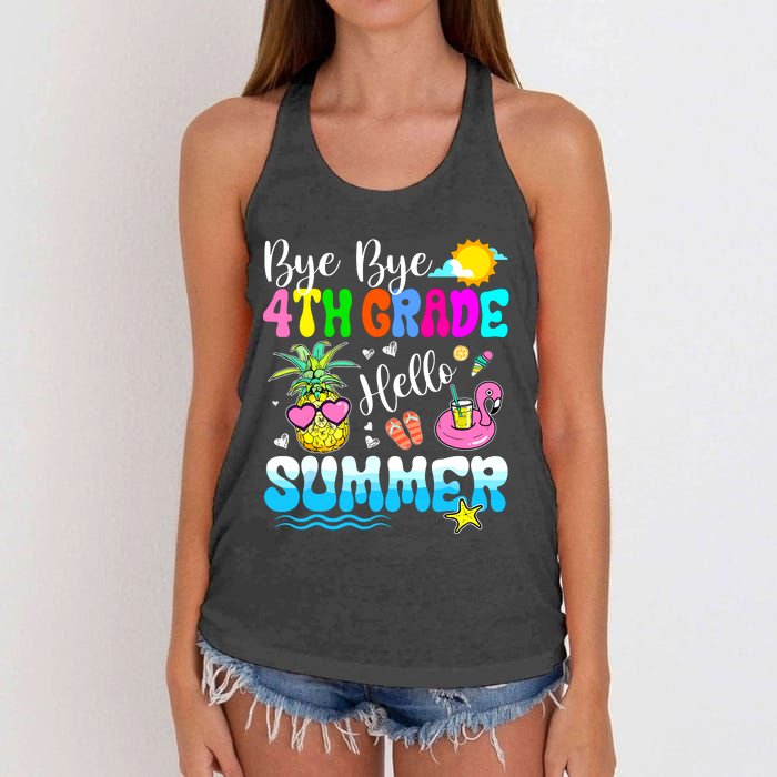 Bye Bye 4th Grade Hello Summer Graduation Teacher Student Women's Knotted Racerback Tank