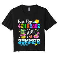 Bye Bye 4th Grade Hello Summer Graduation Teacher Student Women's Crop Top Tee