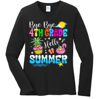 Bye Bye 4th Grade Hello Summer Graduation Teacher Student Ladies Long Sleeve Shirt