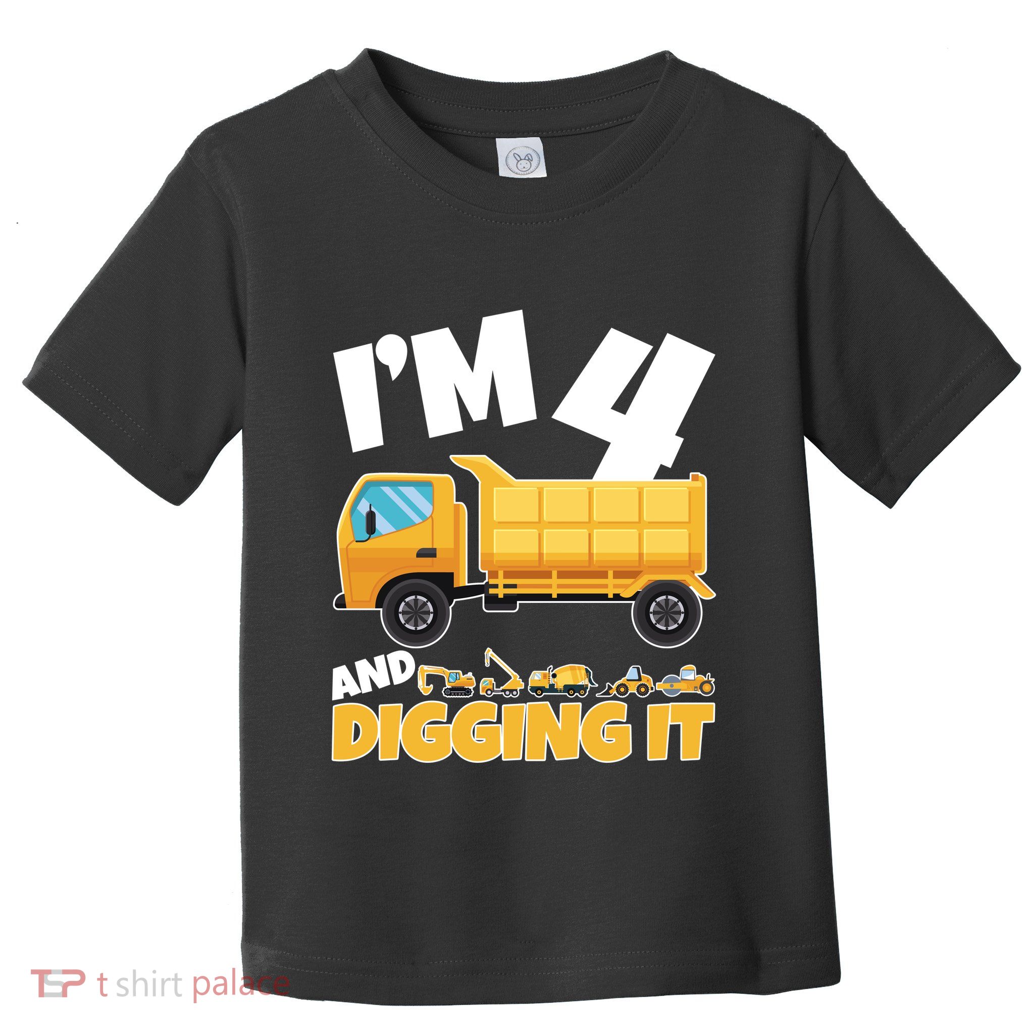 Birthday Boy 4 Construction Themed 4th Birthday 4 Years Old Toddler T-Shirt