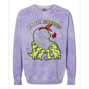 Babciasaurus Babcia 6 Dinosaur Mother's Day Great Gift Colorblast Crewneck Sweatshirt