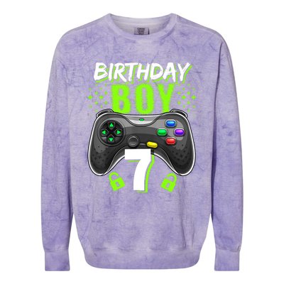 Birthday Boy 7 Video Game Controller Gamer 7th Birthday Gift TShirt Colorblast Crewneck Sweatshirt