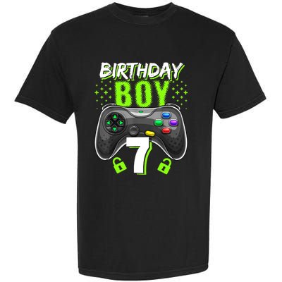 Birthday Boy 7 Video Game Controller Gamer 7th Birthday Gift TShirt Garment-Dyed Heavyweight T-Shirt