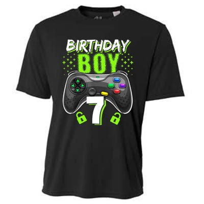 Birthday Boy 7 Video Game Controller Gamer 7th Birthday Gift TShirt Cooling Performance Crew T-Shirt