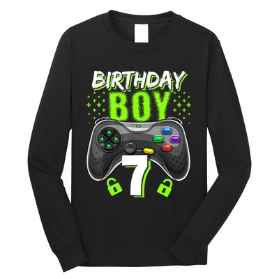 Birthday Boy 7 Video Game Controller Gamer 7th Birthday Gift TShirt Long Sleeve Shirt