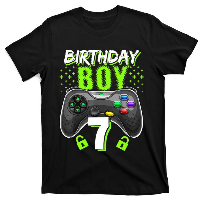 Birthday Boy 7 Video Game Controller Gamer 7th Birthday Gift TShirt T-Shirt