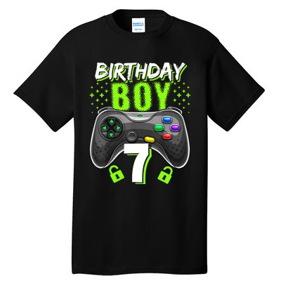 Birthday Boy 7 Video Game Controller Gamer 7th Birthday Gift TShirt Tall T-Shirt