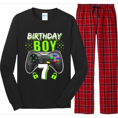 Birthday Boy 7 Video Game Controller Gamer 7th Birthday Gift TShirt Long Sleeve Pajama Set