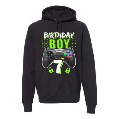 Birthday Boy 7 Video Game Controller Gamer 7th Birthday Gift TShirt Premium Hoodie