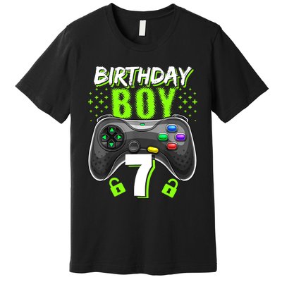 Birthday Boy 7 Video Game Controller Gamer 7th Birthday Gift TShirt Premium T-Shirt