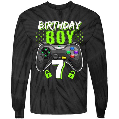 Birthday Boy 7 Video Game Controller Gamer 7th Birthday Gift TShirt Tie-Dye Long Sleeve Shirt