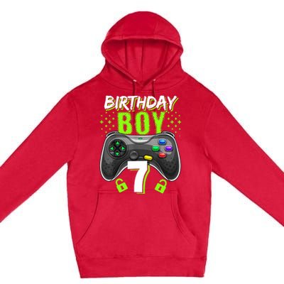 Birthday Boy 7 Video Game Controller Gamer 7th Birthday Gift TShirt Premium Pullover Hoodie