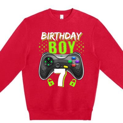 Birthday Boy 7 Video Game Controller Gamer 7th Birthday Gift TShirt Premium Crewneck Sweatshirt