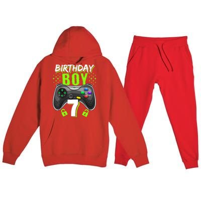 Birthday Boy 7 Video Game Controller Gamer 7th Birthday Gift TShirt Premium Hooded Sweatsuit Set