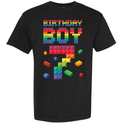 Birthday Boy 7 Years Old Seven Master Builder Building Lover Garment-Dyed Heavyweight T-Shirt