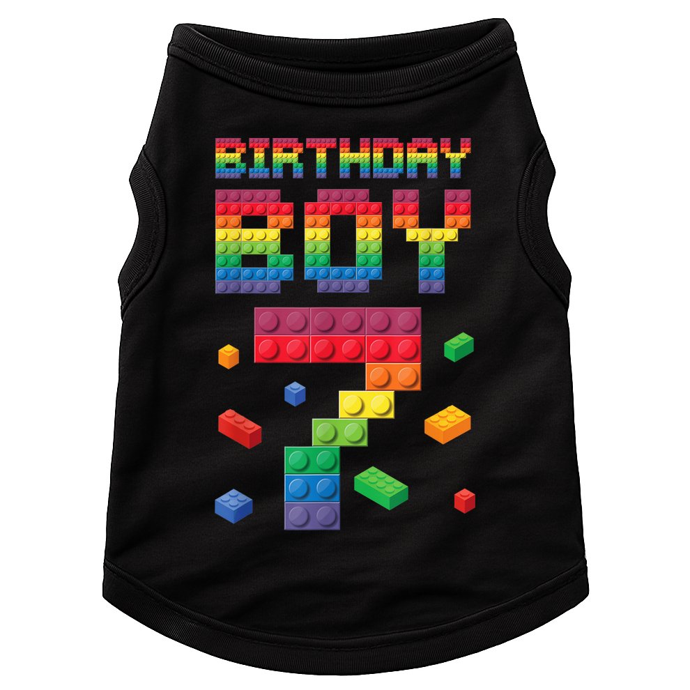 Birthday Boy 7 Years Old Seven Master Builder Building Lover Doggie Tank