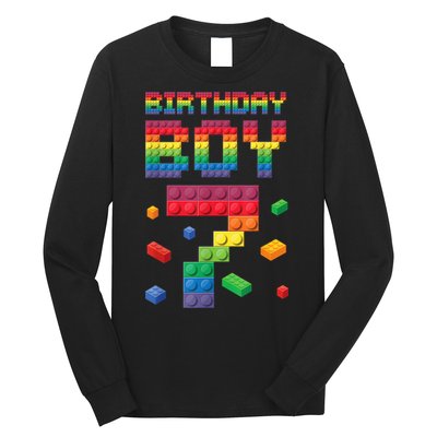 Birthday Boy 7 Years Old Seven Master Builder Building Lover Long Sleeve Shirt