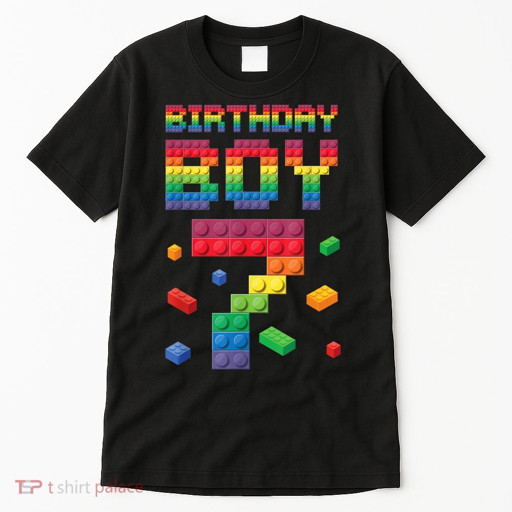 Birthday Boy 7 Years Old Seven Master Builder Building Lover Tall T-Shirt