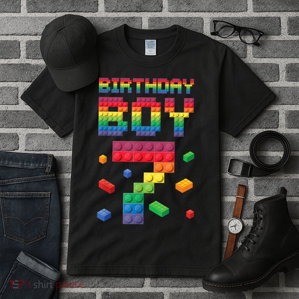Birthday Boy 7 Years Old Seven Master Builder Building Lover Tall T-Shirt