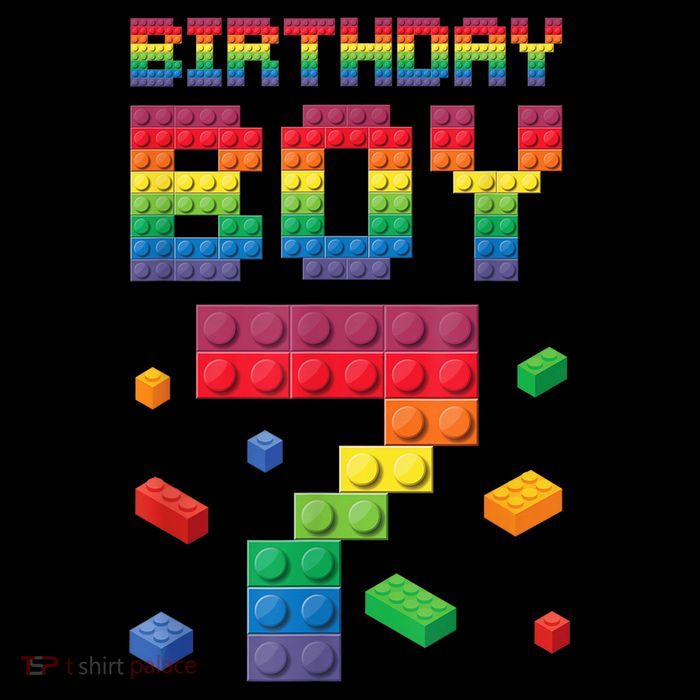 Birthday Boy 7 Years Old Seven Master Builder Building Lover Tall T-Shirt