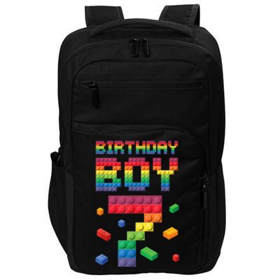 Birthday Boy 7 Years Old Seven Master Builder Building Lover Impact Tech Backpack