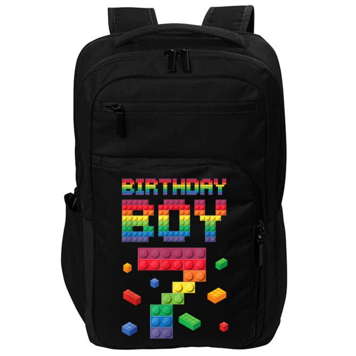 Birthday Boy 7 Years Old Seven Master Builder Building Lover Impact Tech Backpack