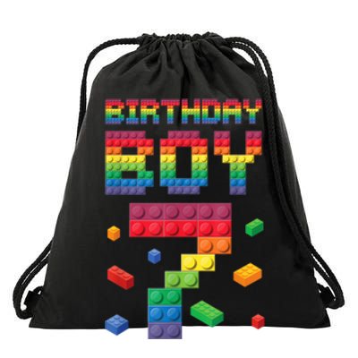 Birthday Boy 7 Years Old Seven Master Builder Building Lover Drawstring Bag