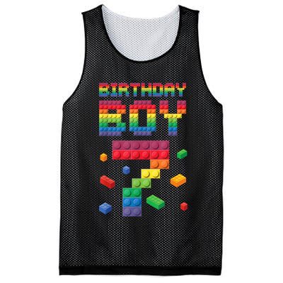 Birthday Boy 7 Years Old Seven Master Builder Building Lover Mesh Reversible Basketball Jersey Tank