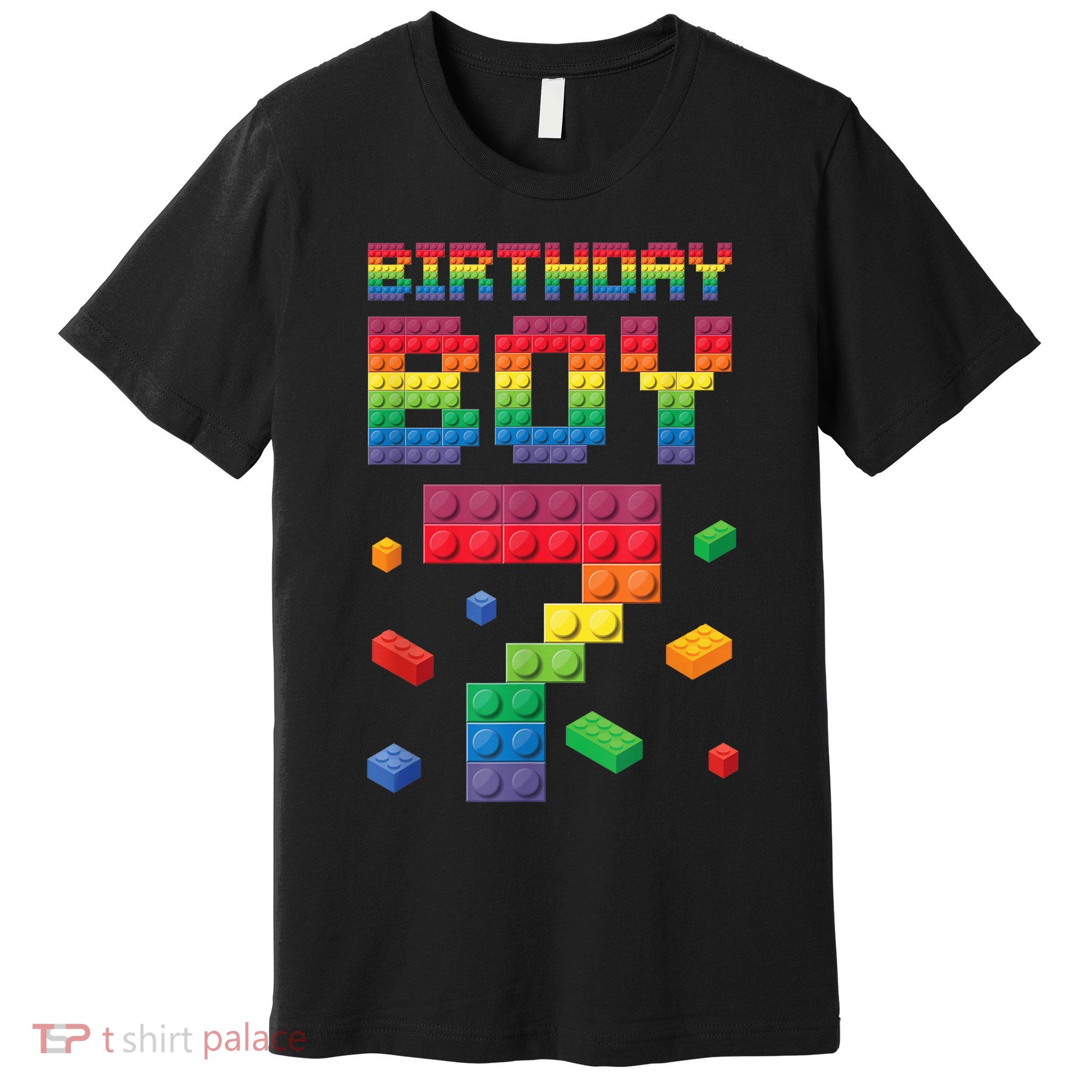 Birthday Boy 7 Years Old Seven Master Builder Building Lover Premium T-Shirt
