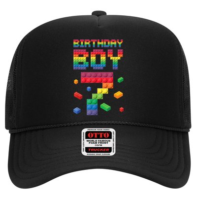 Birthday Boy 7 Years Old Seven Master Builder Building Lover Trucker Hat