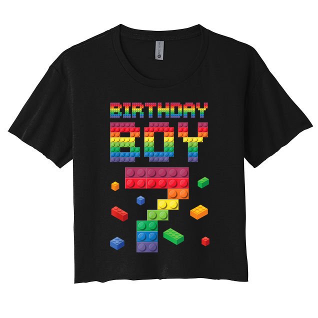 Birthday Boy 7 Years Old Seven Master Builder Building Lover Crop Top