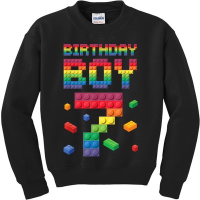 Birthday Boy 7 Years Old Seven Master Builder Building Lover Kids Sweatshirt