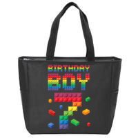 Birthday Boy 7 Years Old Seven Master Builder Building Lover Zip Tote Bag