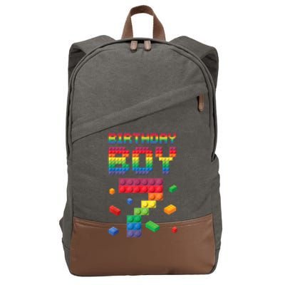 Birthday Boy 7 Years Old Seven Master Builder Building Lover Cotton Canvas Backpack