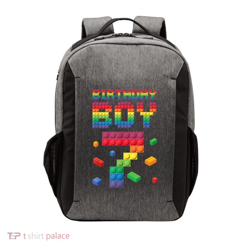 Birthday Boy 7 Years Old Seven Master Builder Building Lover Vector Backpack